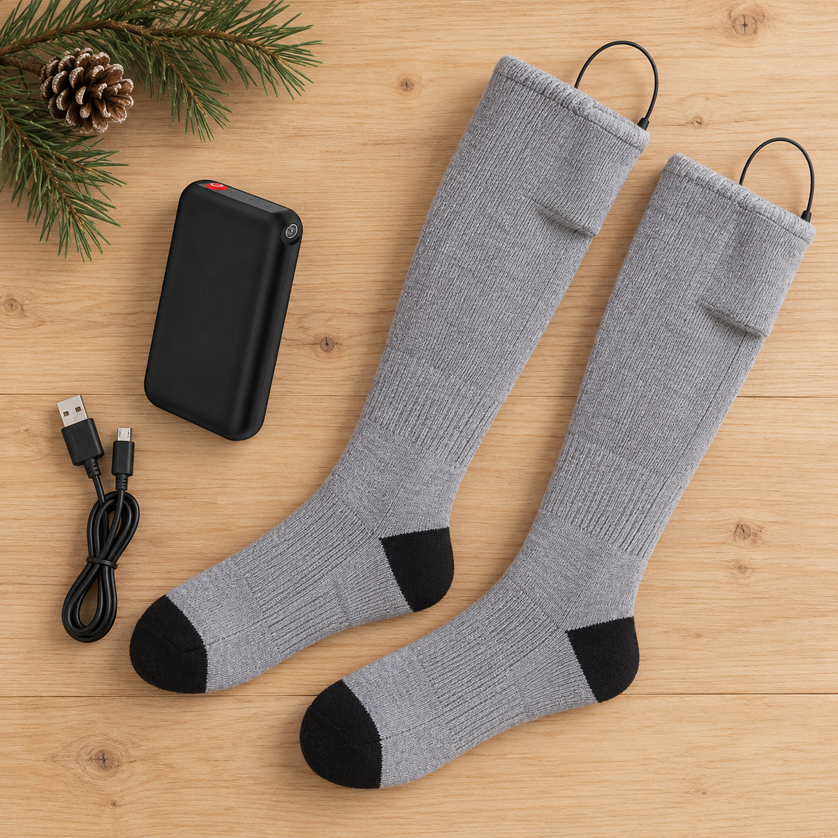 Qué incluye: par de calcetines calefactables, batería y cable Micro USB